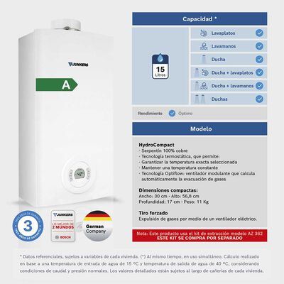 Imagen 2 del producto Calefont Junkers HydroCompact 15 lts.