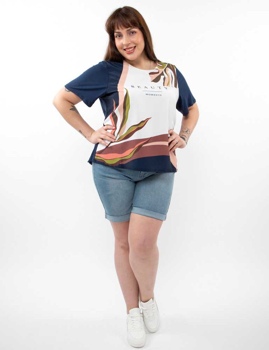 Polera Con Estampado Manga Corta Mujer Extralindas