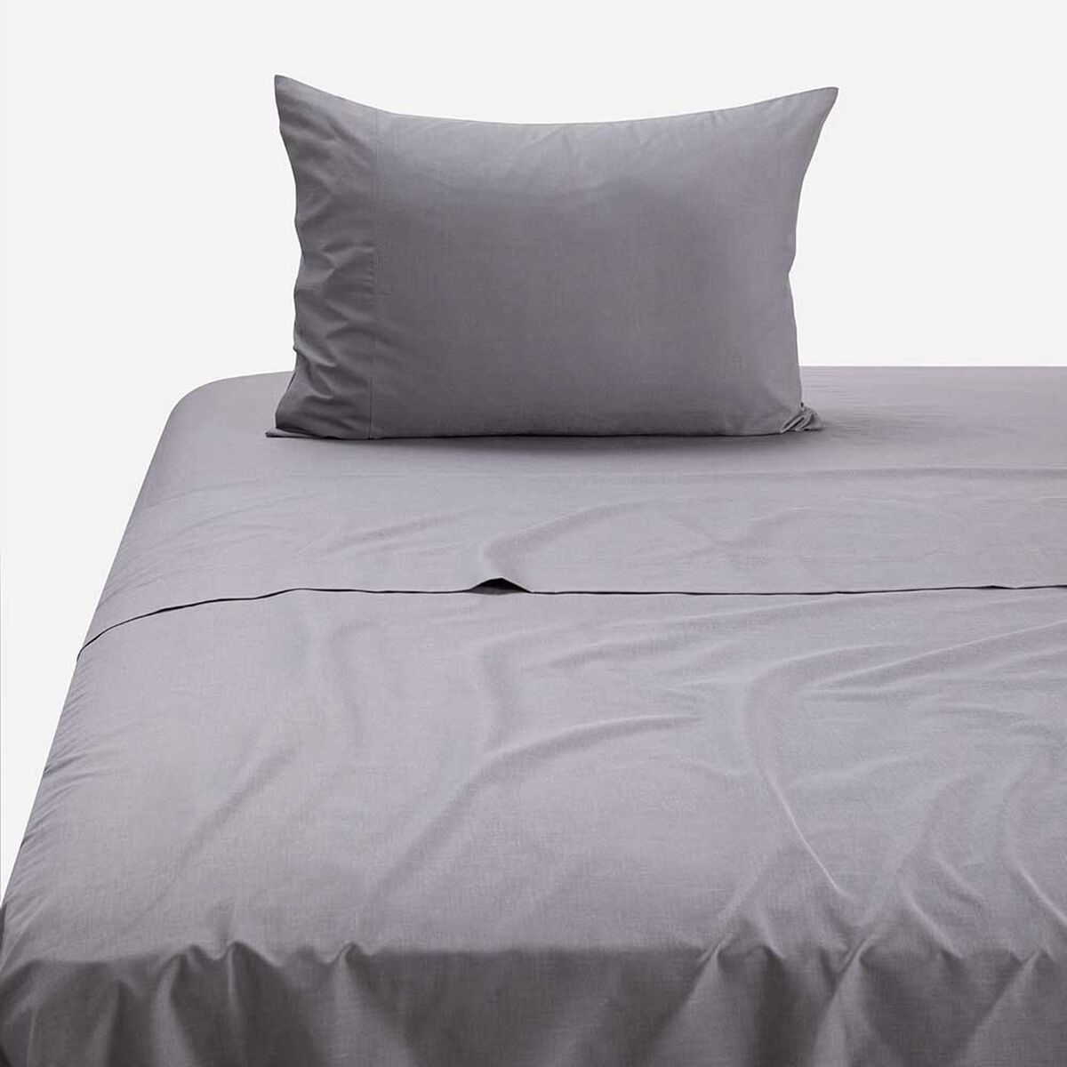 Juego de S&aacute;banas Rosen 144 Hilos 1,5 Plazas Polycotton Lisa Grafito