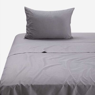 Juego de Sábanas Rosen 144 Hilos 1,5 Plazas Polycotton Lisa Grafito