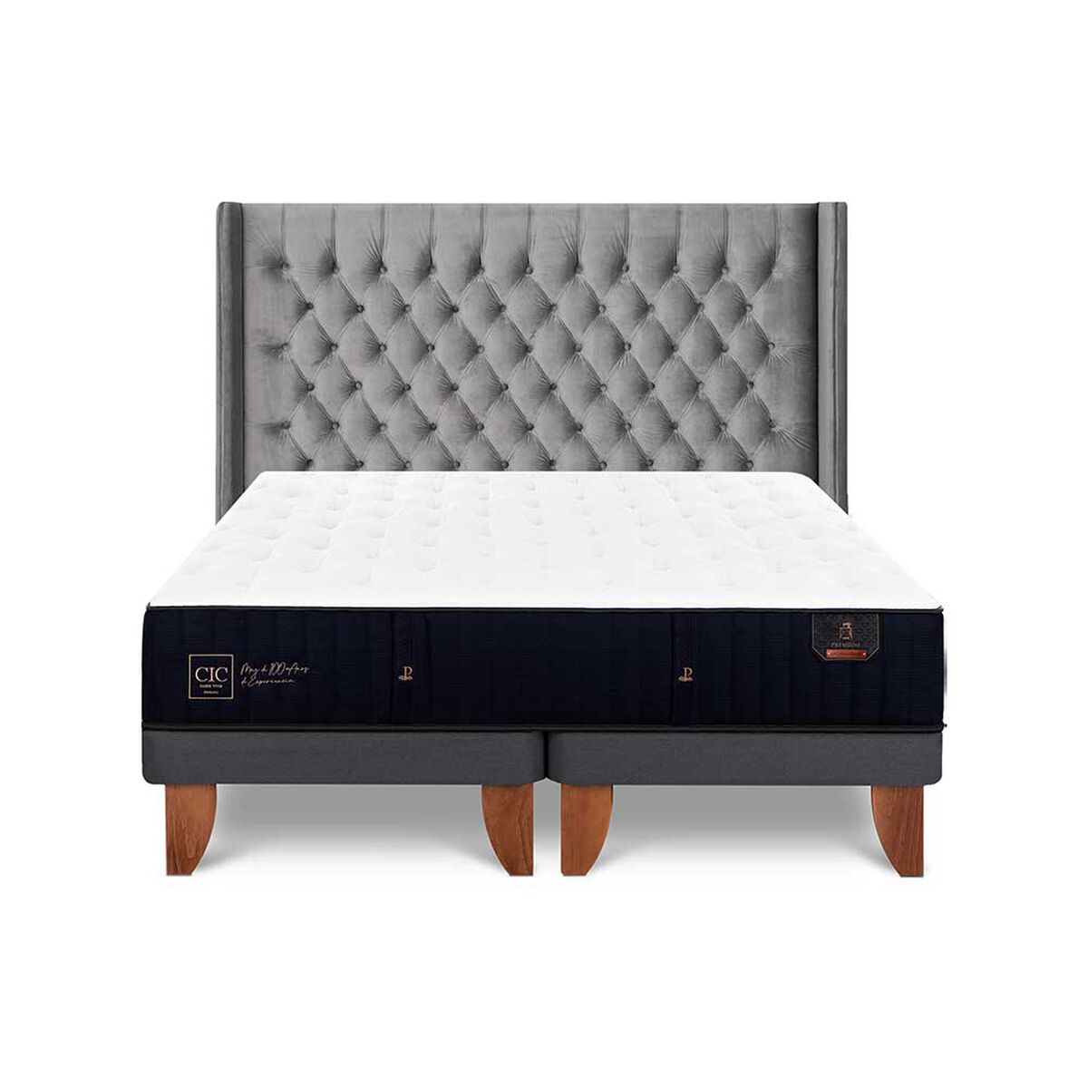 Cama Europea CIC Base Dividida King Premium + Respaldo Sesia