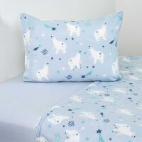 Juego de Sábanas Polar American Family 1,5 Plazas Oso No Aplica Azul