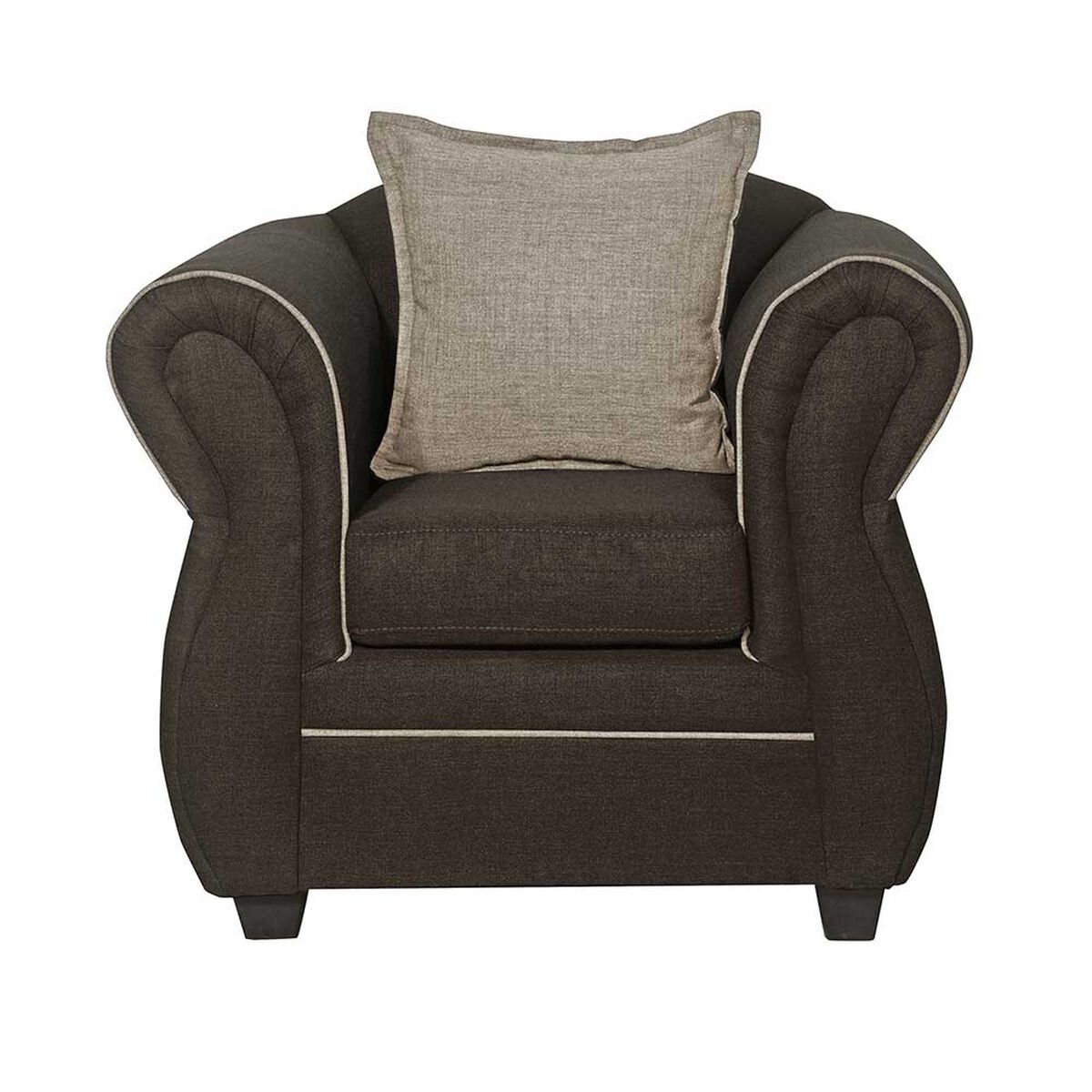 Juego de Living Black Factory Emili Sofá 3 Cuerpos + Dos Sillones 1 Cuerpo Café