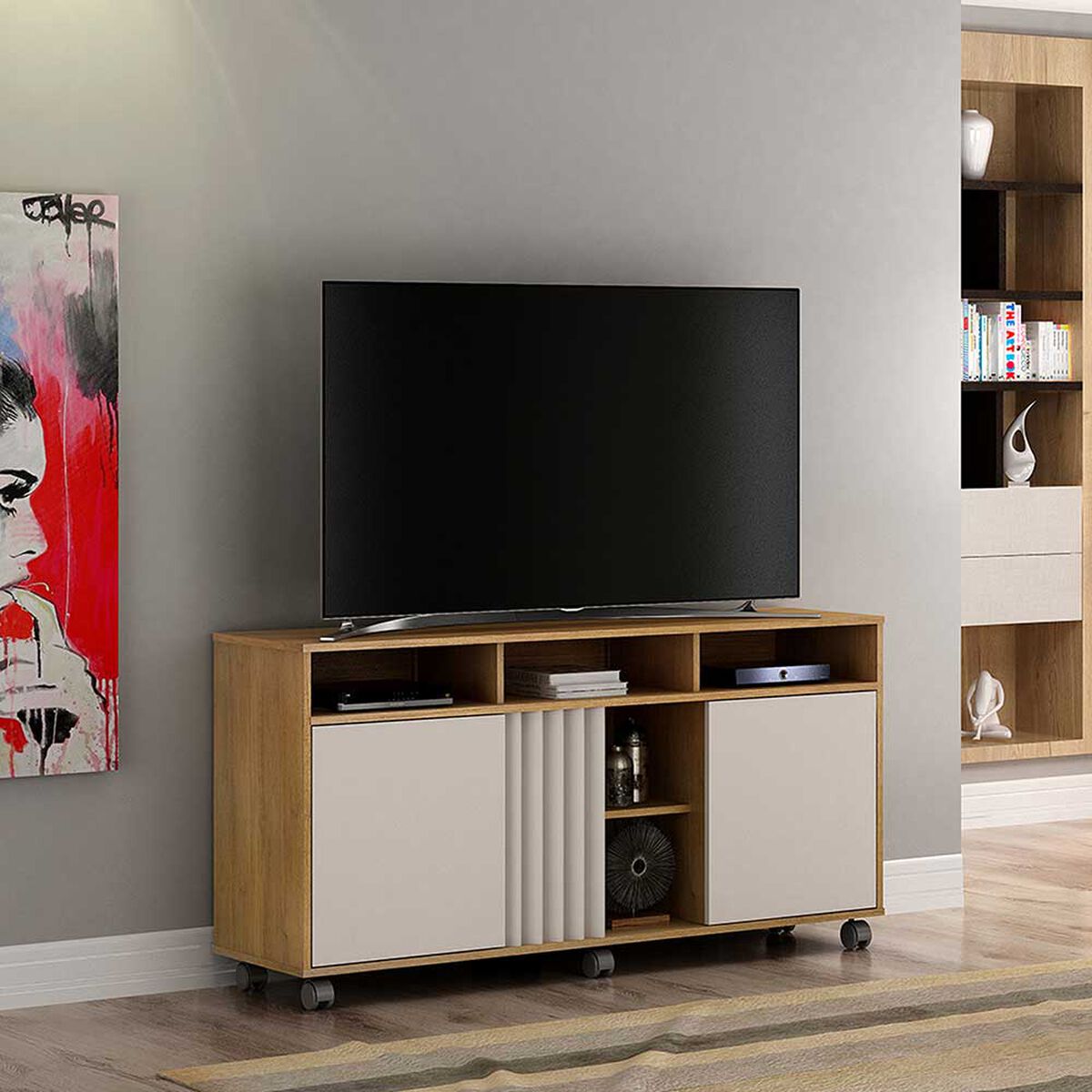 Rack TV Vekkahome Viena Hasta 55" Café