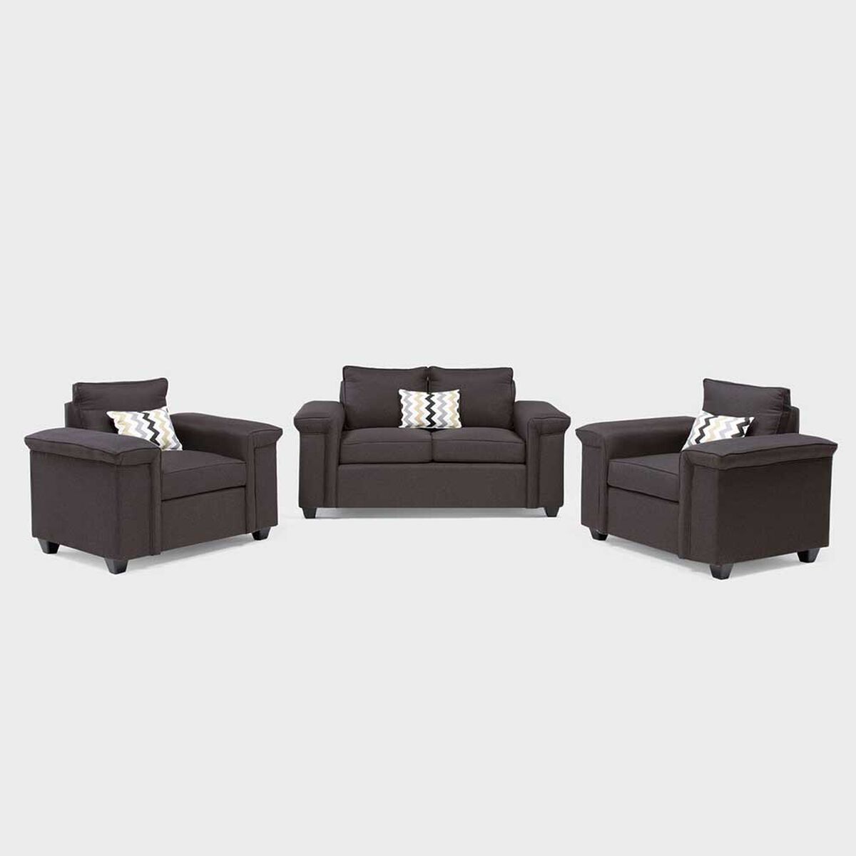 Juegos de Living Mons Sicilia Sofá 2 Cuerpos + Dos Sillones 1 Cuerpo Chocolate