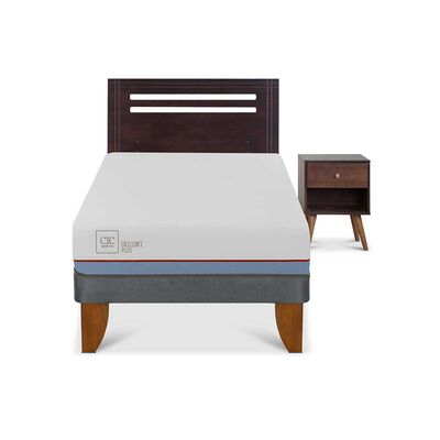 Cama Europea CIC 1,5 Plazas Excellence Plus + Respaldo + Velador New Munich