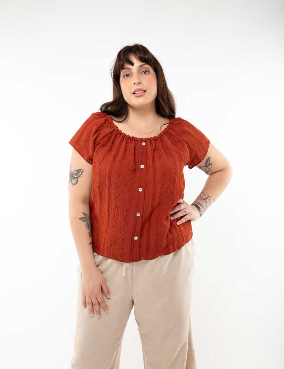 Blusa Botones Manga Corta Mujer Extralindas