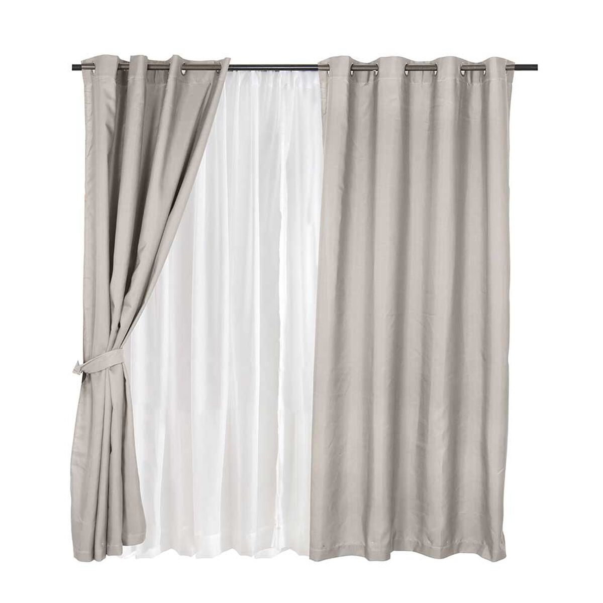 Set de Cortinas Mashini Pucon 140 x 220 cm Gris