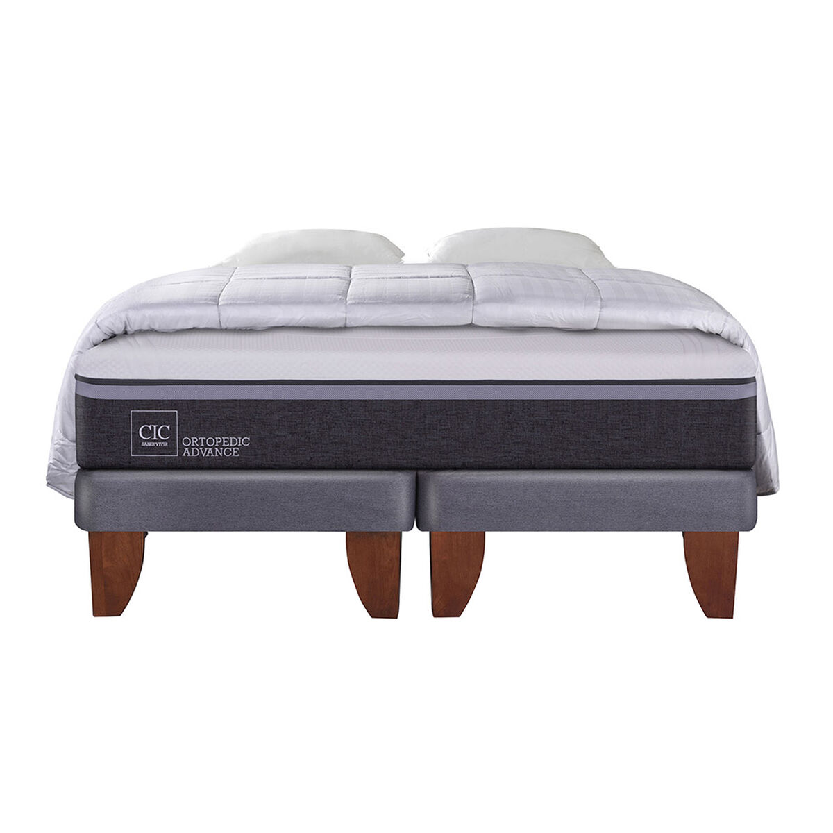 Cama Europea CIC Base Dividida King Ortopedic Advance + Almohadas + Plum&oacute;n