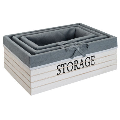 Imagen 1 del producto Set de 3 Canastos Rectangulares Madera  Vgo Blanco