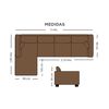 Sofá Seccional Izquierdo Living Factory Capri 5 Cuerpos Chocolate