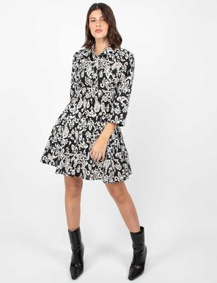 Imagen 2 del producto Vestido Estampado Corto Manga 3/4 Mujer Zibel Negro