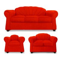 Juego de Living Elegant Detail Marsella Sofá 3 Cuerpos + Sofá 2 cuerpos + Sillón 1 Cuerpo Rojo