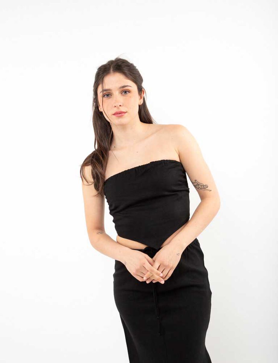 Polera Lino Strapless Mujer Icono