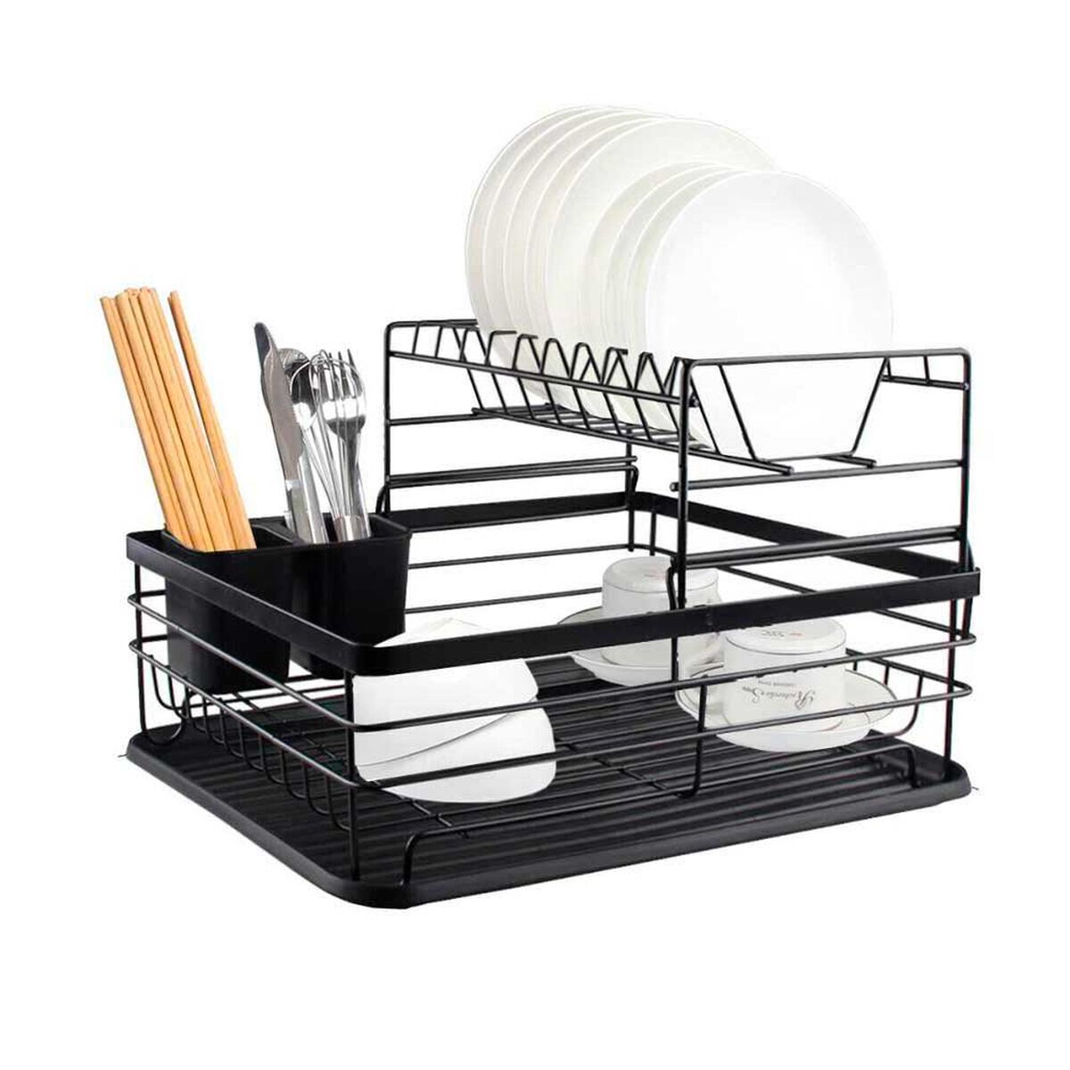 Secaplatos Escurridor 2 Niveles Acero Inoxidable Simplit Negro