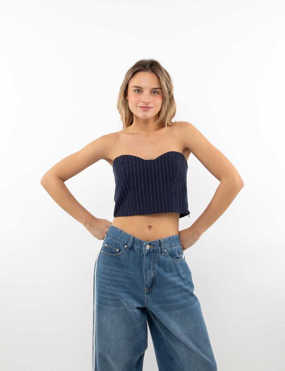 Polera Crop Strapless Sastrera Mujer Icono