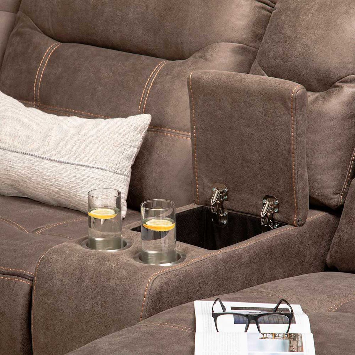 Seccional Izquierdo Reclinable Daniels Moderno 5 Cuerpos Caf&eacute; Grand