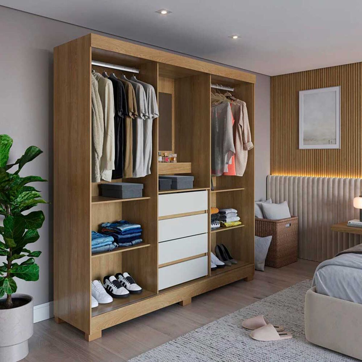 Clóset Decocasa Toscana 2 Puertas Carvalho-Off White