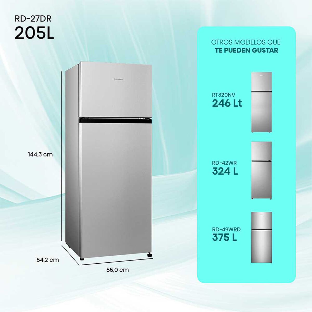 Refrigerador Frío Directo Hisense RD-27DR 205 lts.