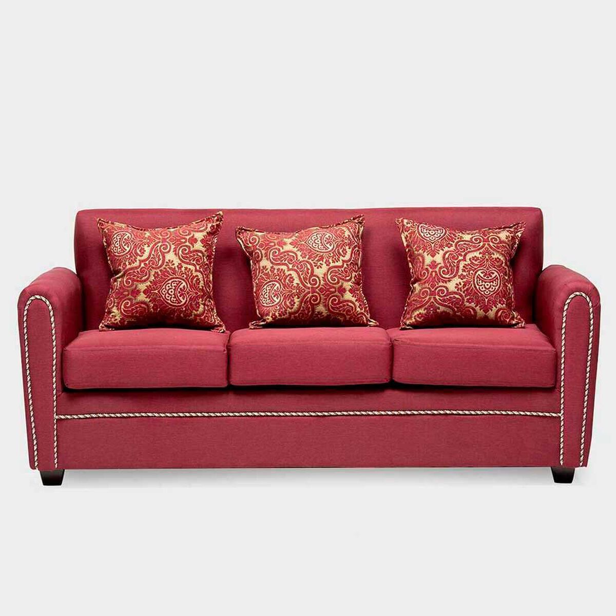 Juego de Living Almore Alemania Sof&aacute; 3 Cuerpos + Dos Sillones 1 Cuerpo Rojo