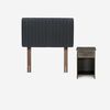 Cama Europea Rosen 1,5 Plazas New Style 4 + Respaldo + Velador Grafito