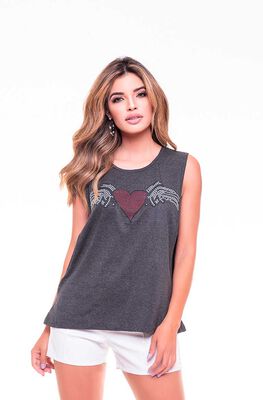 Imagen 2 del producto Polera Larga Sin Mangas Mujer Rock Caviar Gris