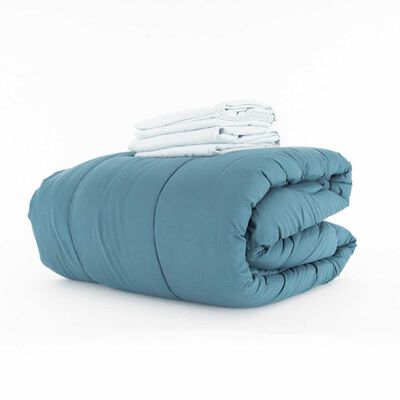 Imagen 1 del producto Set Plumón Bicolor + Sábanas Zibel 2 Plazas Petroleo, Gris