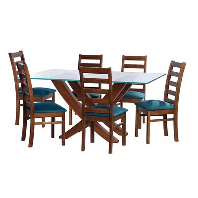 Juego de Comedor Latam Home Alicante 6 Sillas Azul Petróleo