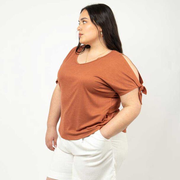 Polera Manga Corta Nudos Mujer Extralindas