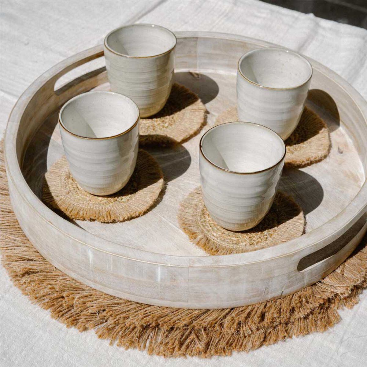 Set 4 Vasos Simplit Siena Cer&aacute;mica Gres 270 ml Beige