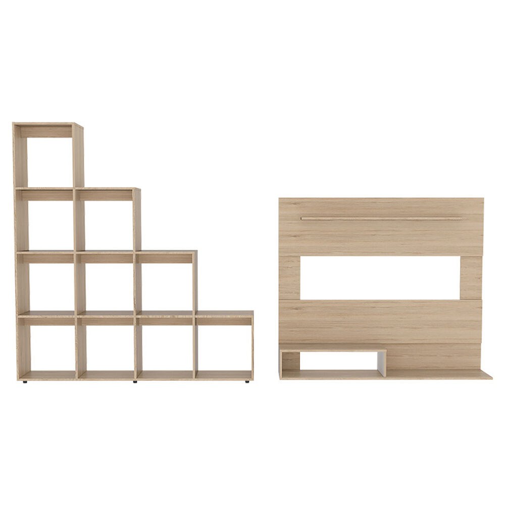 TUHOME Set Panel TV + Biblioteca Escalera