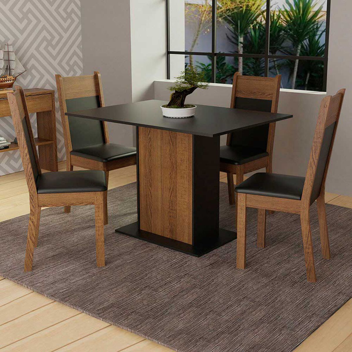 Juego de Comedor Vekkahome Elia 4 Sillas Cafe