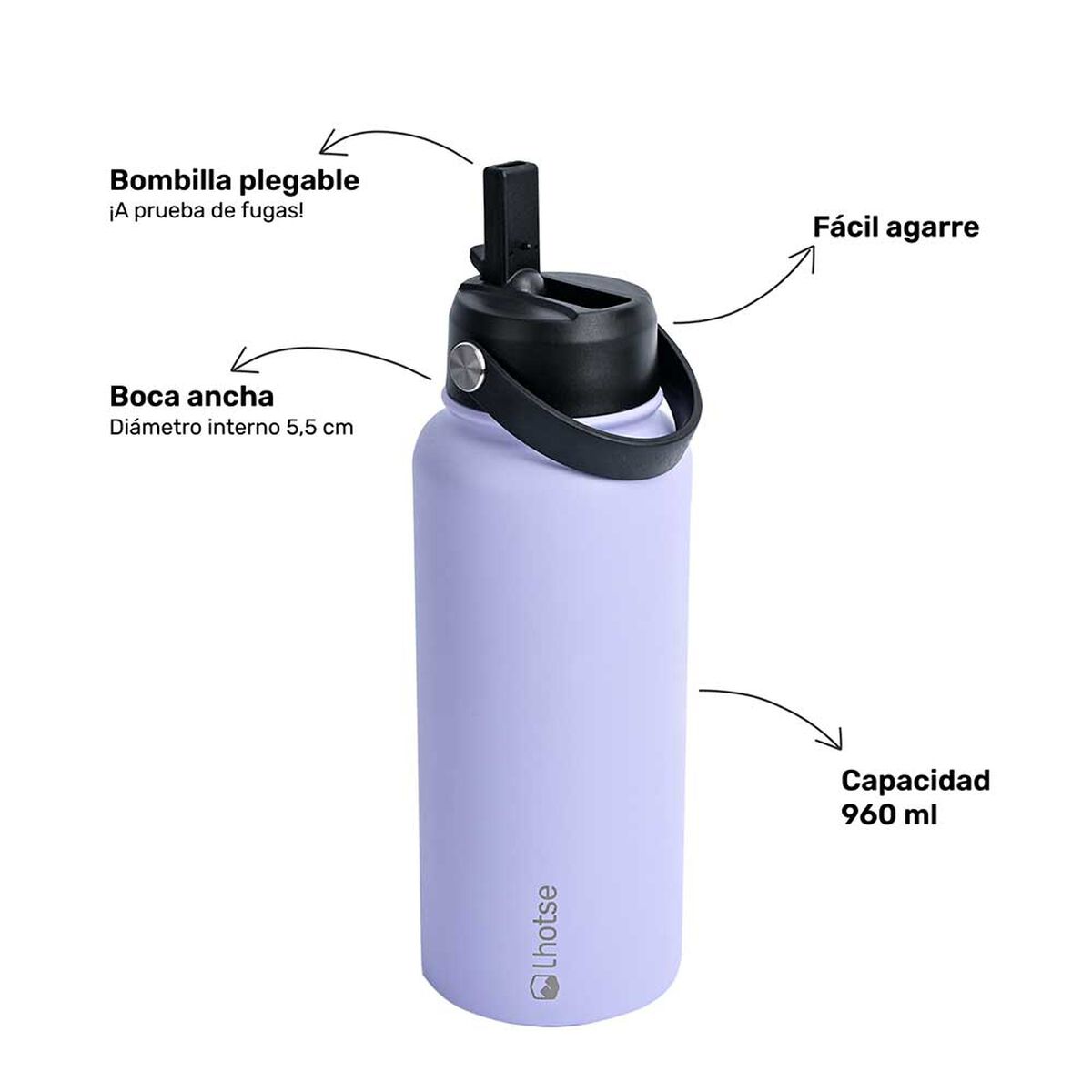 Botella Térmica Insulada Hydro 960ml Lila Lhotse