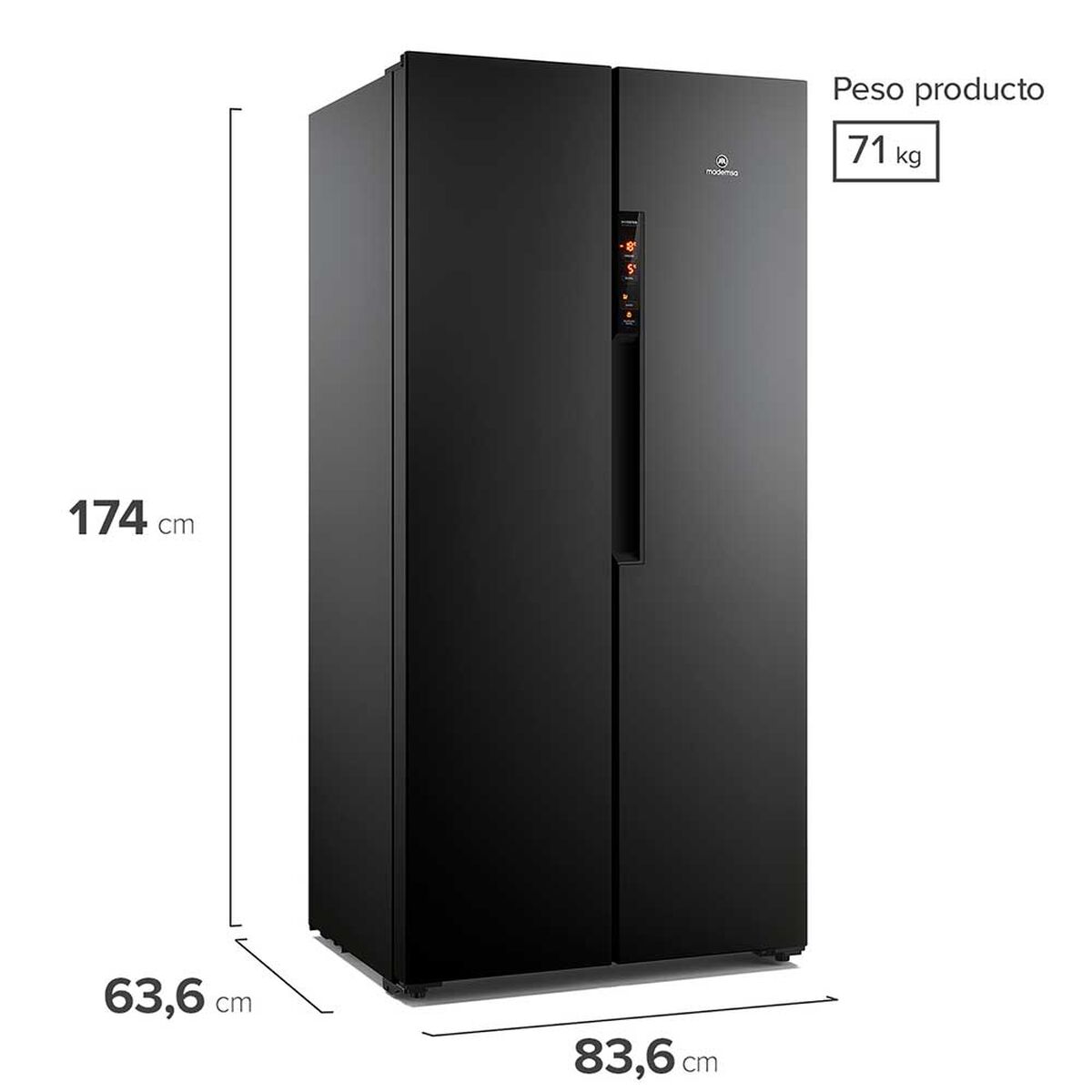 Mademsa Refrigerador Side by Side 426 lts MAS430B 174x83,6CM