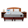 Combo Cama Europea Latam Home 2 Plazas Cannon BD Tela Chocolate + Textil + Respaldo + 2 Veladores Atlas