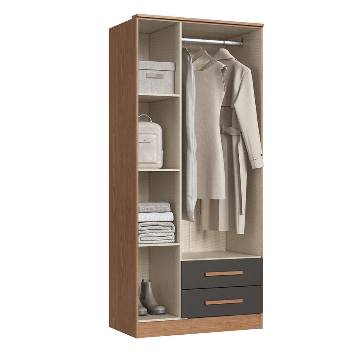 Closet Vekkahome Americano 3 Puertas 2 Cajones Grafito