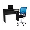 Combo Oficina Escritorio Wengue + Silla New York Negra y Azul Arthome