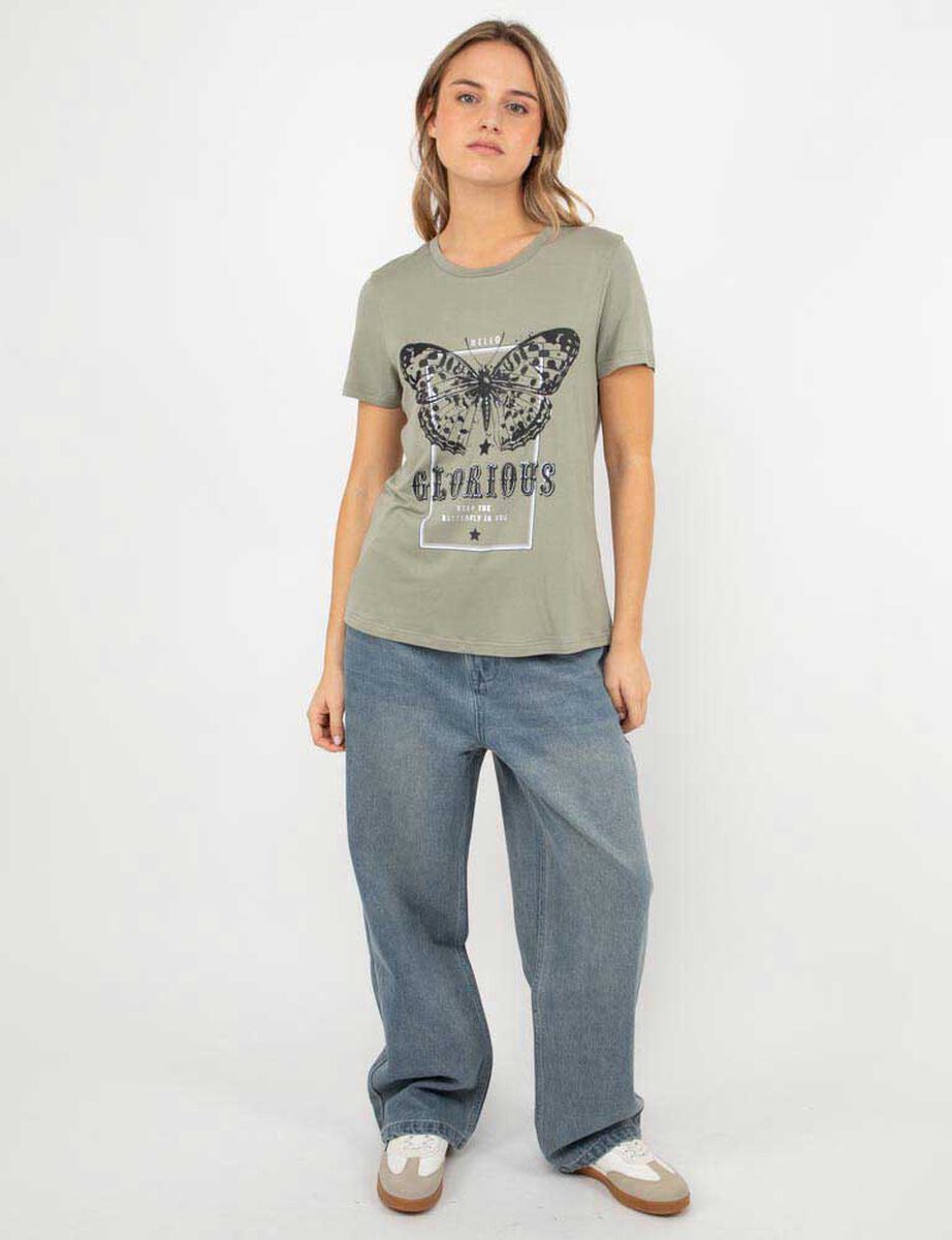 Polera Con Estampado Manga Corta Mujer Icono