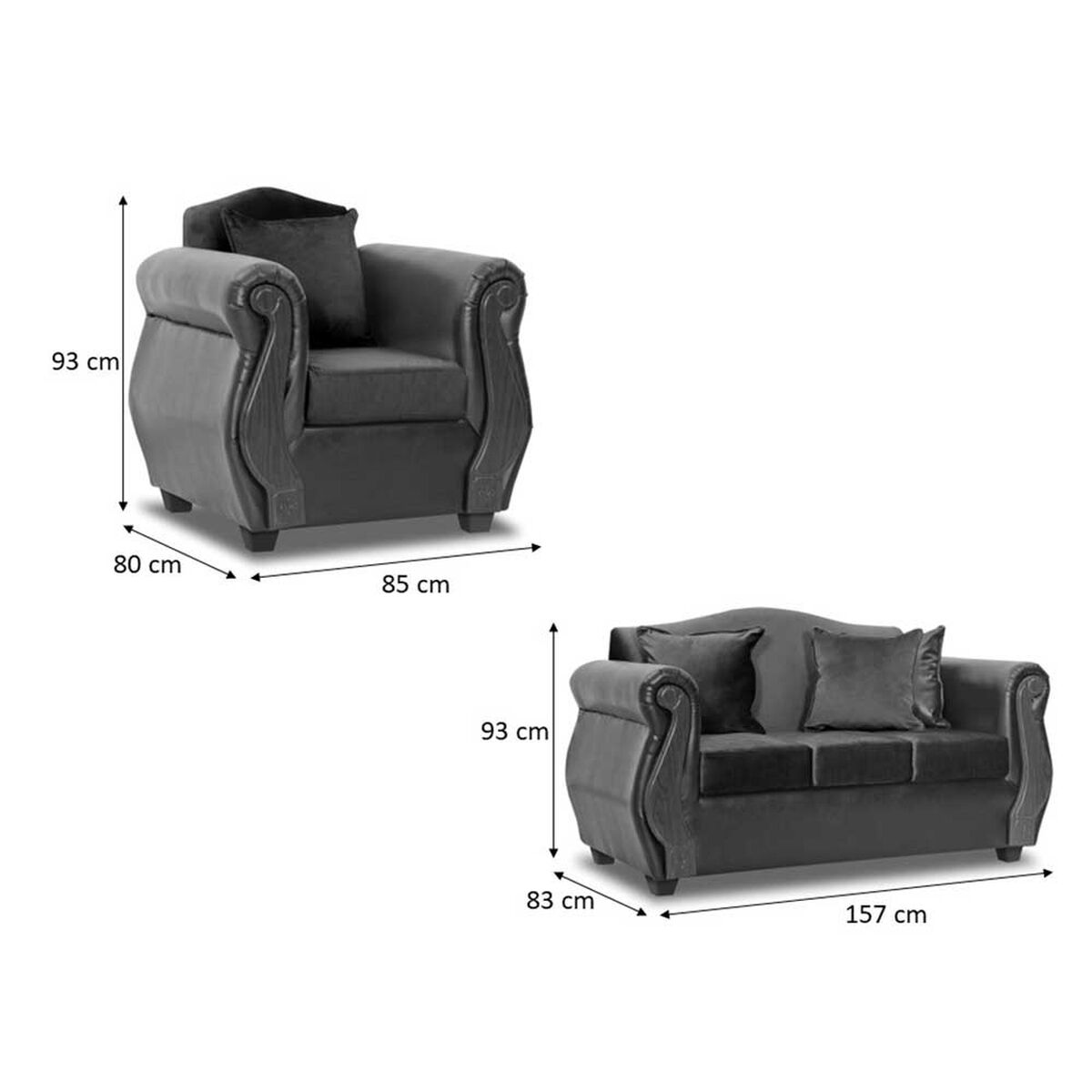Juego de Living Innovamuebles New Bugambilia Sofá 3 Cuerpos + Dos Butacas 1 Cuerpo Chocolate