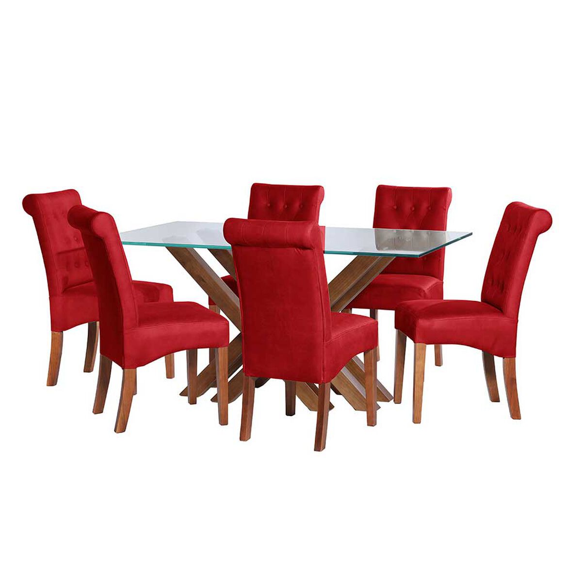 Juego de Comedor Latam Home Merida 6 Sillas Rojo
