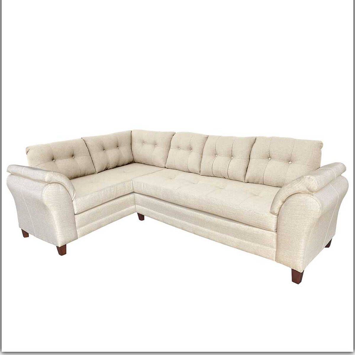 Sofá Seccional Izquierdo Living Factory New Paris Chaise Longue + Sofá 4 Cuerpos Crudo
