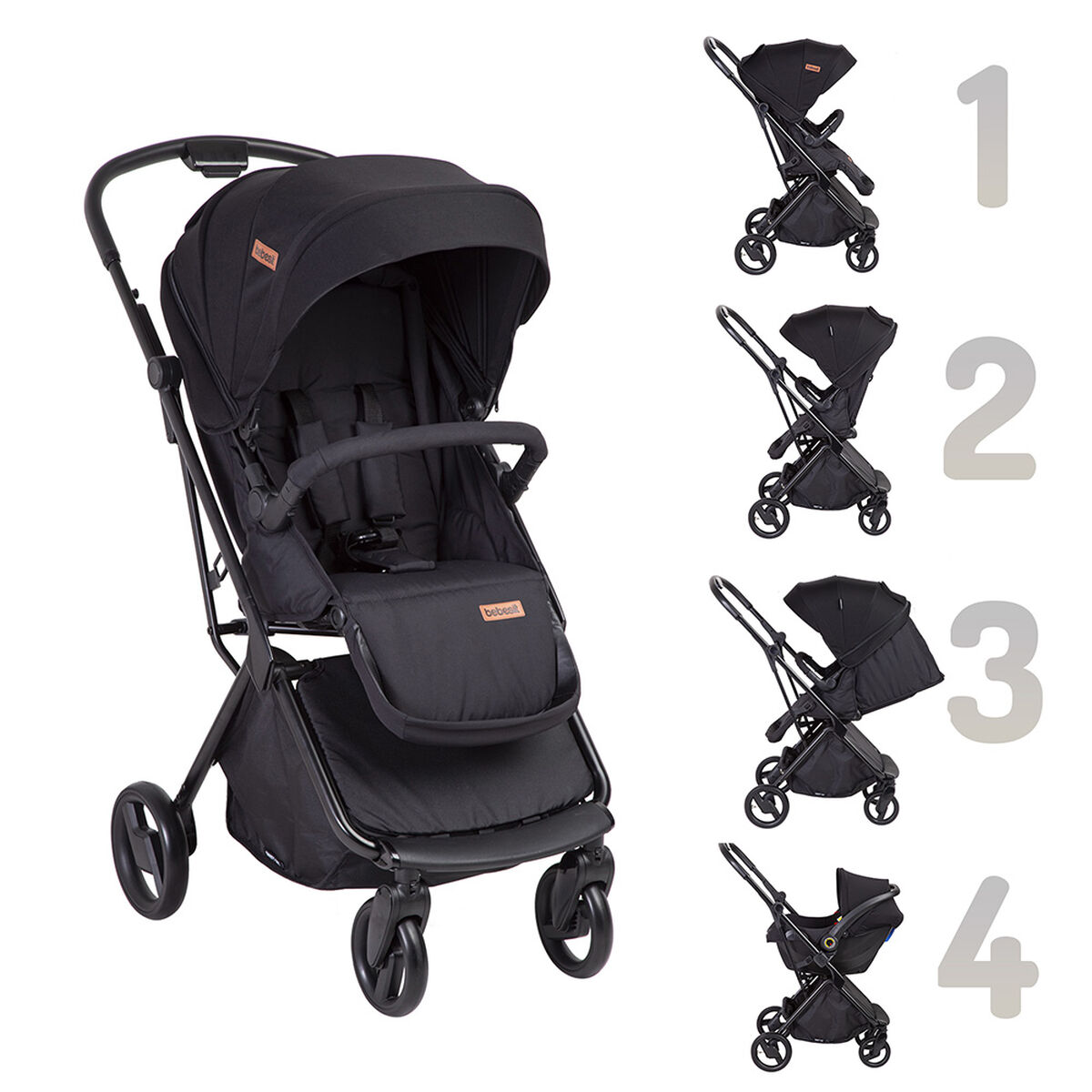 Coche Cuna Travel System Bebe Swift 360 Negro Bebesit