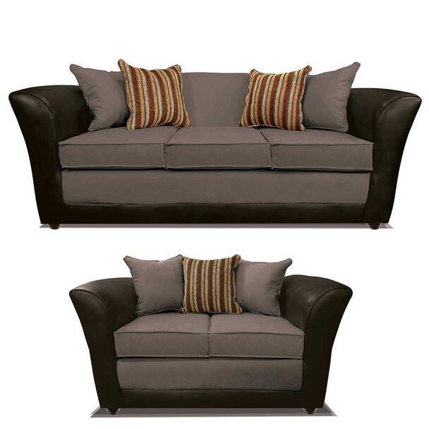 Juego de Living Elegant Detail Minesota Sofá 3 Cuerpos + Sofá 2 Cuerpos Gris