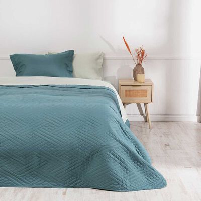 Imagen 1 del producto Set Quilt + Juego de Sábanas Mashini 1,5 Plazas Liso Verde