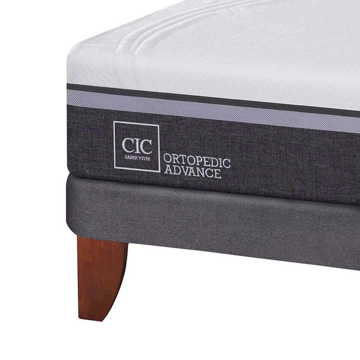 Cama Europea CIC 2 Plazas Ortopedic Advance + Respaldo + 2 Veladores New Gales