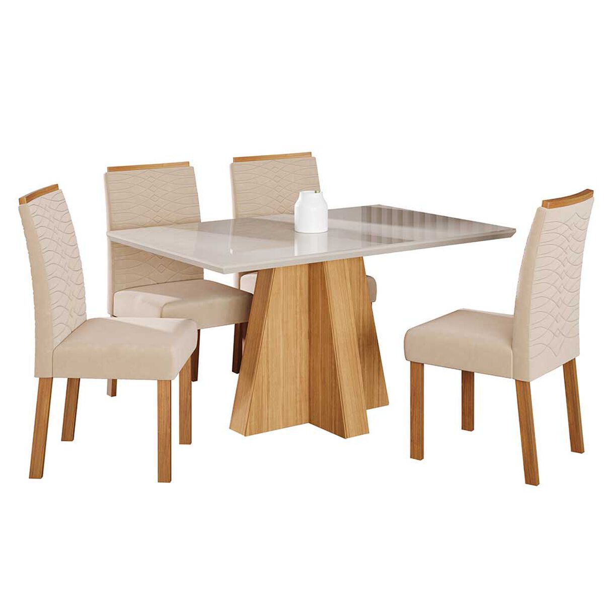 Juego de Comedor Decocasa Patricia 4 Sillas Off White