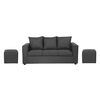Juego de Living Innovamuebles Marco Sofá 3 Cuerpos + 2 Pouf Gris Oscuro