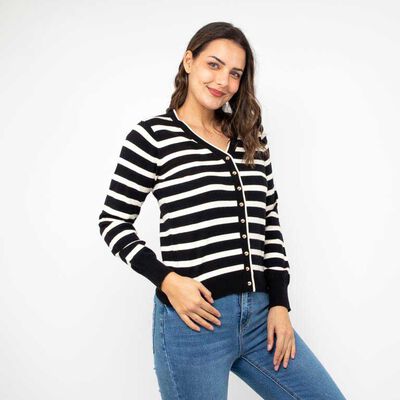 Sweater Botones Mujer Zibel Black2, Negro, Rojo, Verde