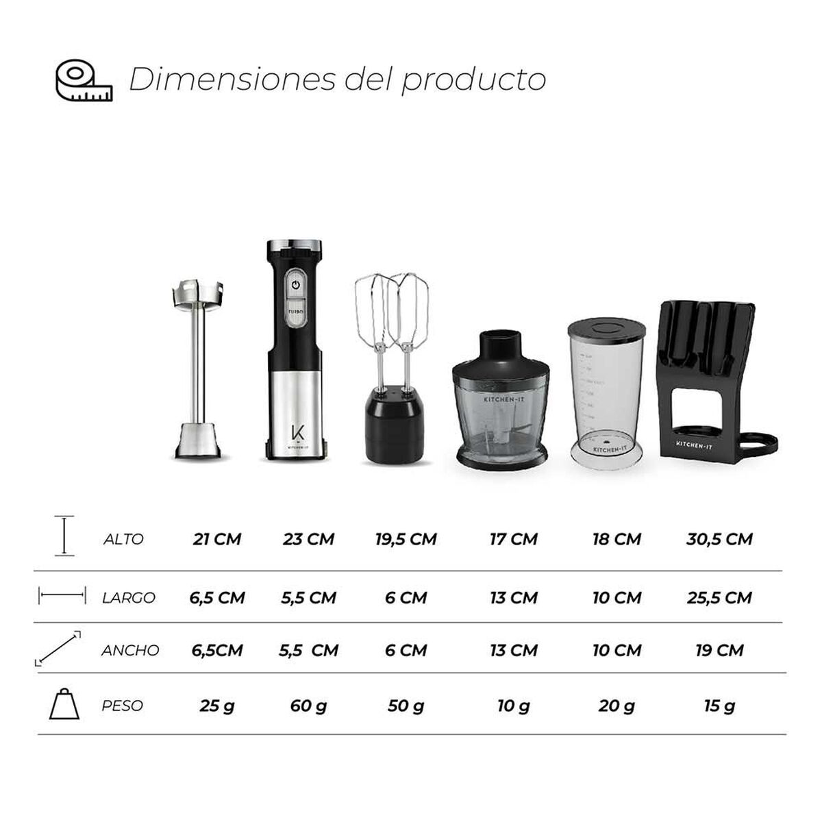 Minipimer 5 en 1 - 1000W