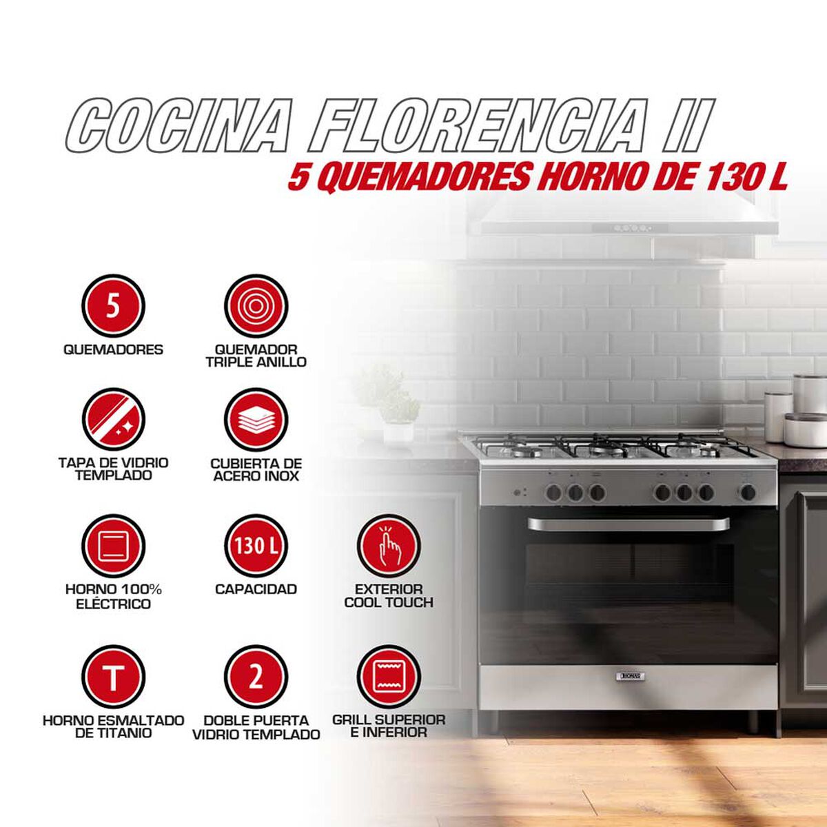 Cocina a Gas Thomas Florencia II 5 Quemadores